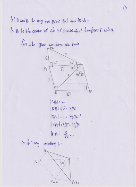 Let Pi and P2 be any two points such that le. Pal: 2. Lel 83 be the centre of the 90 yatalion that trangforms Pi indo 22 - fr