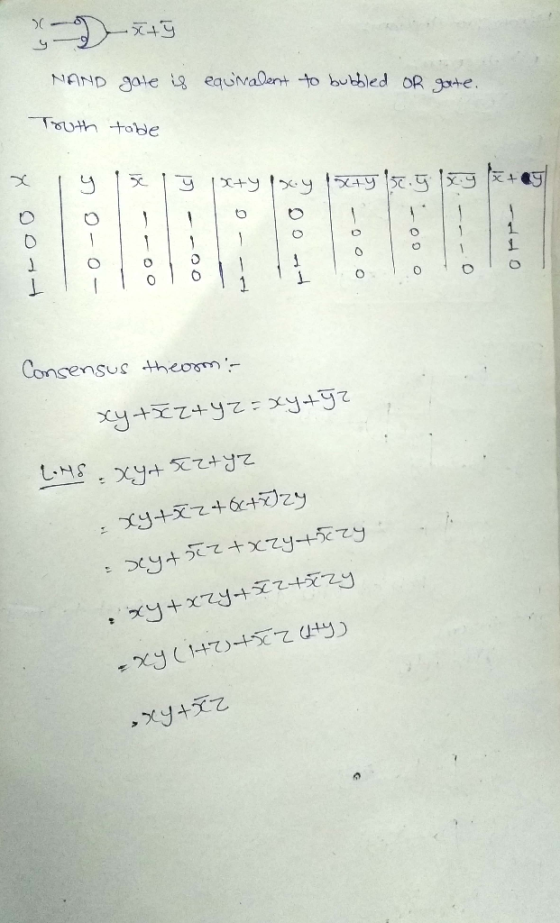 .49 NAND 0te equvalent to bubbled oR gte. ToVth tabe Consensus theom 26 26+2x+x しH8 xy+2+6)zy y+5+x2y+5zy xy+xzy+2+2y t Xy(1H