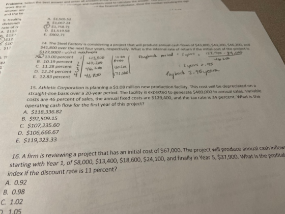Problems. Select the b a nd answer an and the ke Healthy dividend rate of A $11.5 B $12 $12 $10 $13 A51.505.52 B. $1,067.24 $