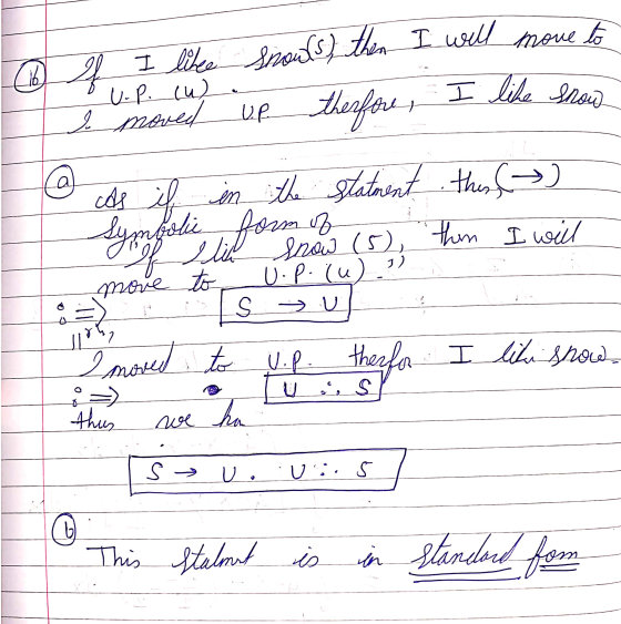 U.P. (u) I like snow 나 o f I like Snowds) then I will move to e moved up therfore as if in the statement thes, () Symbolic of