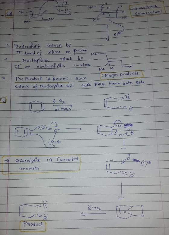 Men Me 1 ,H H-ci More stable Carbocation) -ME Ahme attack by T-bond of alkene on proton. - Mucleophillic attack be cê on elec