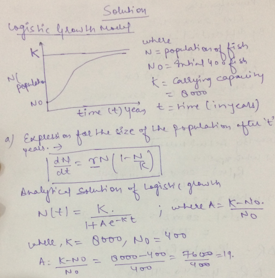 cogistic where ki N- NE population - oooo No Solution Growth Marley : population of fish No-Intial you fish K= carrying capac