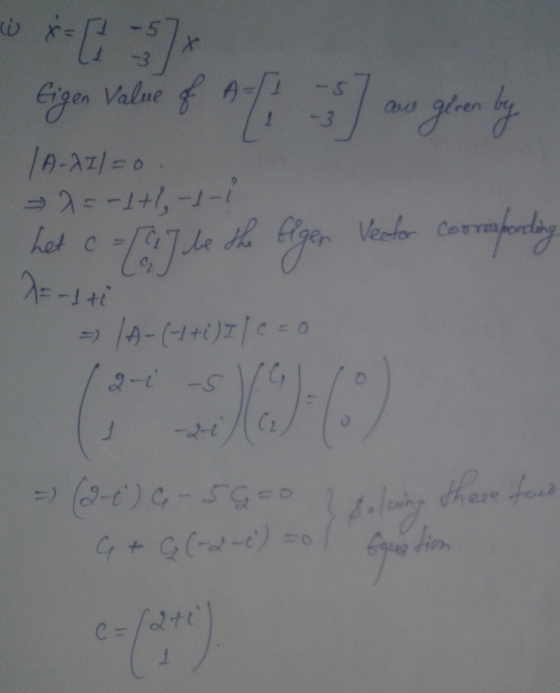 E *-[ :7* Eigen value of Ali o au gleen by | A-AI/=0 → 7=-1+1, -1-1 =(aj be the Vector Corres Eger het c 7= -1 ti o respondin