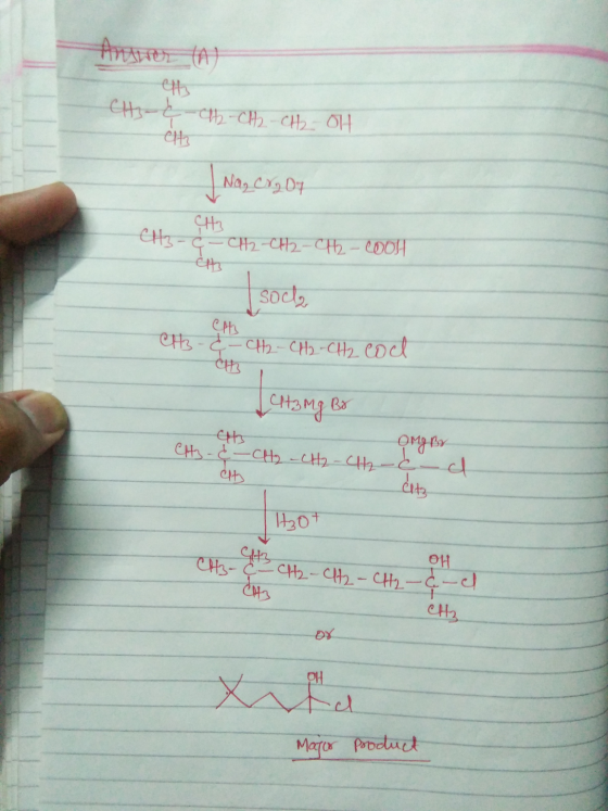 Answer In 매 CH3-C- CH2 - CH2 - CH2-OH Na, Croy cu Ch C113- ¢ -CH2-CH2-CH2 - Cool CH soch eft CH3 - CH2 - CH2 - CH2 col chamg