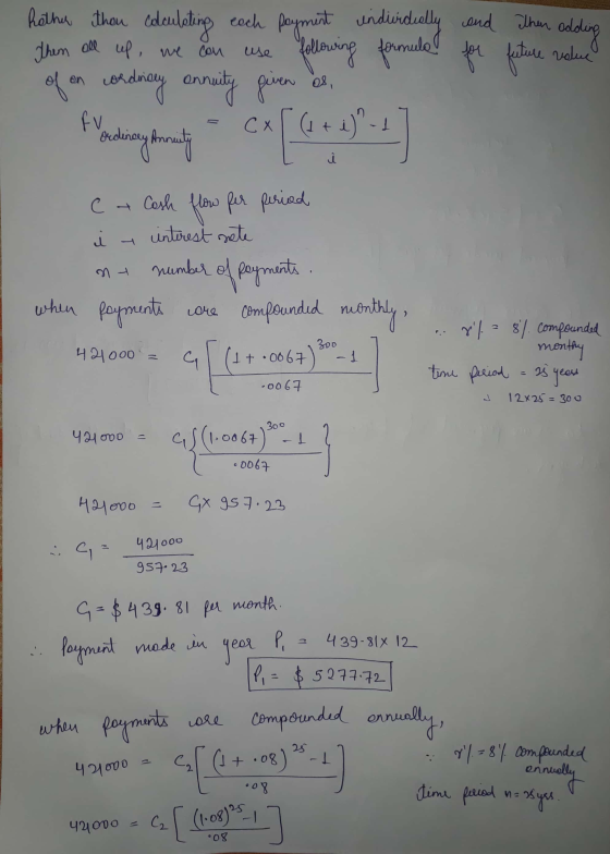then codculating en each urdeally use CE Rother payment indivu and then odding them all up, we can following formula for futu