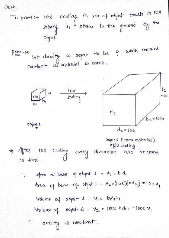 COM To prove → FOX in size of objed- rosults in lox scaling selaing stress to the ground by the in Object. pourt. :-> let den