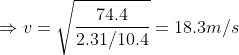 74.4 U = V 2.31/10.4 = 18.3m/s