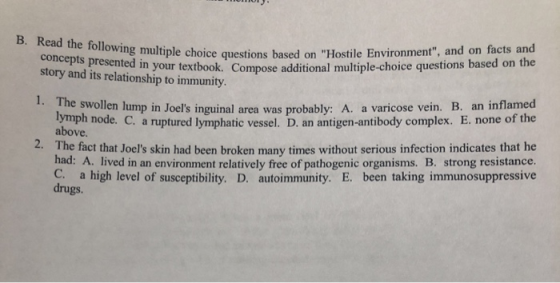B. Read the following multiple choice questions concepts presented in your textbook. Compose story and its relationship to im