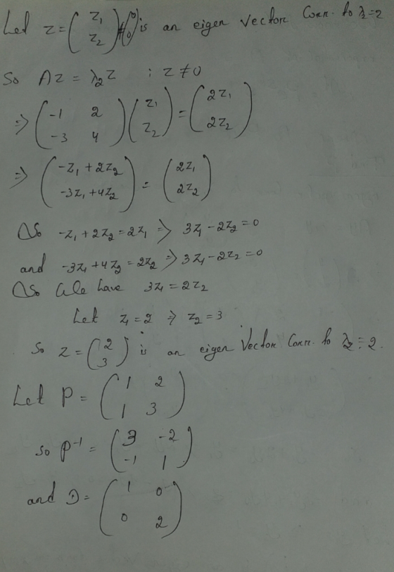 La 2-0 2.0 Vector Corn to 2-2 an eigen So Az = lg 2 iz to G :):):C: 22 :) -2, +aza -32, tuta 22 -32, +42g = 242 - 3 2 -222 =