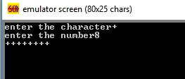 SERI emulator screen (80x25 chars) enter the character+ enter the number8