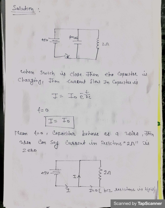 Salution : focus tsv 29 when swich is close. Then the capacitar is Charging, then Curlent flow In Capacitar is Is Io e fare f
