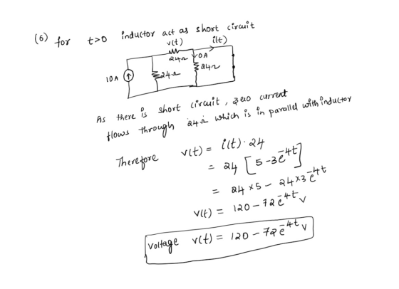 for 10 inductor txo act as short circuit vit) ilt) 242 tot заң As there is short flows through circuit , fed current 24 in wh