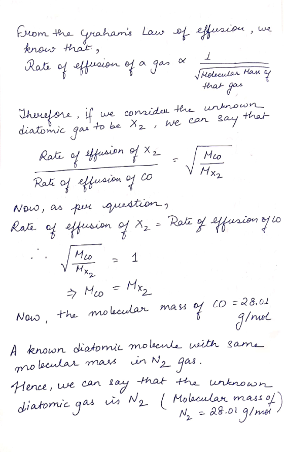 from the Grahams Law of effusion , we know that, Rate of effusion of a gas a . Molecular Mass of that gas ( V MX2 Therefore,