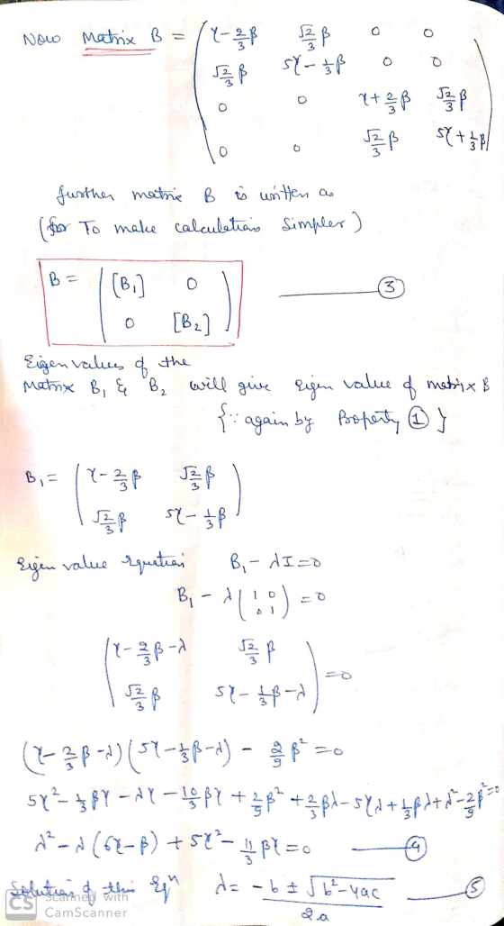 Now Matrix B= /2-28 Y la o S8+3p/ To o BB Justher matrie B is written as (for To make calculations simpler). B = |(B, o Eigen