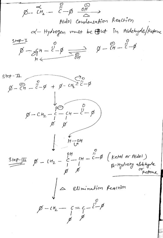 o an - Eo on 1 Aldol Condensation Reaction . a- Hydrogen must be gut in Aldehyde/kefore Step-I o H4 Step - II 6--+91-cmStro a