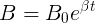 \large B = B_0 e^{\beta t}