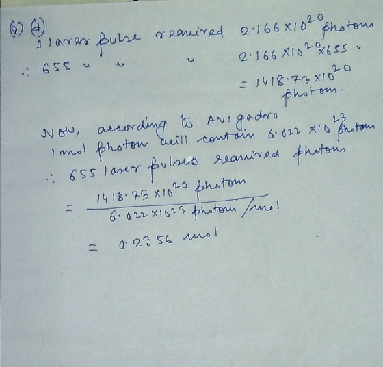 6 E) Ranired 2.l 66 X10 photem 2.J66 XI6 ss : 655 - 1918.73 xXto Phutan No areardmg Avadru 1amol photom tuill centin 6.022 x1
