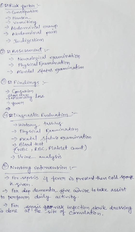 On Risk factor - - Constipation - Nausea -> vomiting Abdominal cramp » Abdominal pain - Indégestion ③ n Assessment in > Neuro