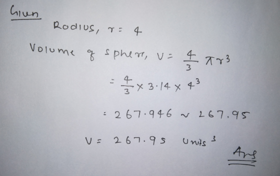 lun odiuς, 4 Volume phi, v T3 3 4 X 3.14 x 4 267.95 267.946 Unts V 267.9 S Ars
