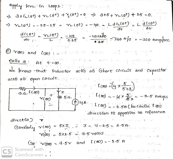 Apply krzen Loop2 => 3 x Eliot) + VLC0+) + r20+) = 0 => 345+ VL40+) +95 +0. => Velot) = -25-15 - Mhlot) = – 40. Ldillot) - 1