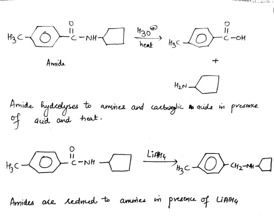 C-NH- C-OH heat Amide Han. Amide hydcolyses to amines and carboglic An acids in presence acid and heat. 00 C-NH CH Amides are