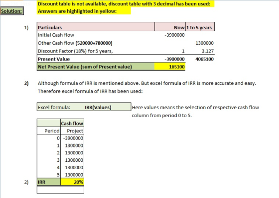 Discount table is not available, discount table with 3 decimal has been used: Solution: Answers are highlighted in yellow: Pa