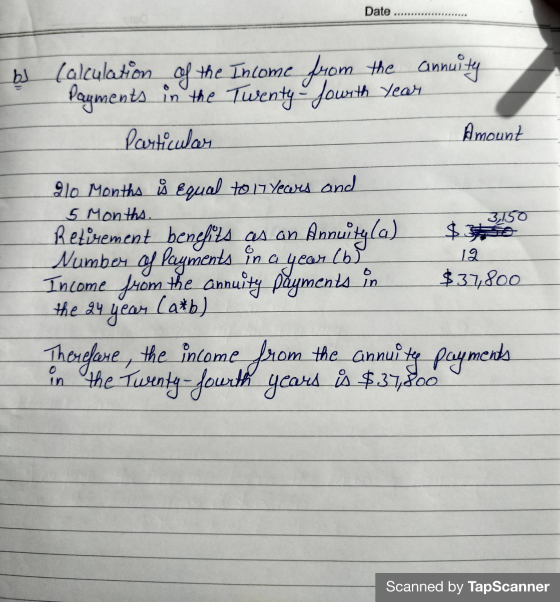 Date bi (alculation of the Income from the annuite Payments in the Twenty-Jowith Year Particular Amount 210 Months is equal t