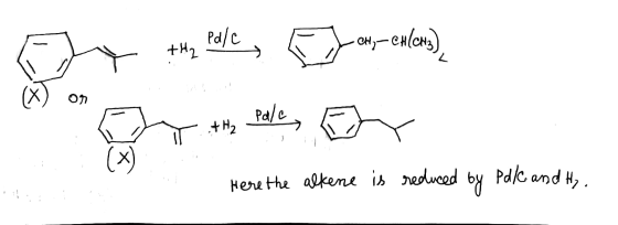 Pa/c On Pale H2 (x) Pd/c amd H Here the akene is reduced