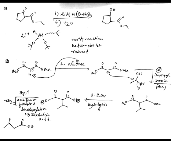OH din L 1) LAH (O+B) ) H2O hit harroof most reattine Ketone mube reduced X (t. Naome Meo come come @ તિ (2) ofer isopropyl
