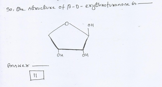 So, the structure of ß-o- erythrofuranose OH OH OH Andwer 11