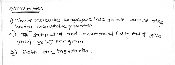 similarities 1 Their molecules congregate into globule because the having hydrohobic properties 2) To Seeterrated and unsuter