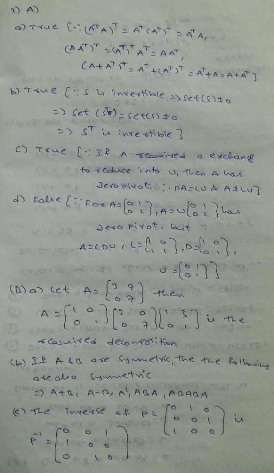 9) A) =) ST U invertible ? tuen しれe