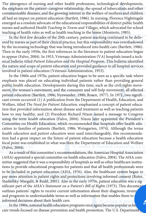 The emergence of nursing and other health professions, technological developments, the emphasis on the patient-caregiver rela