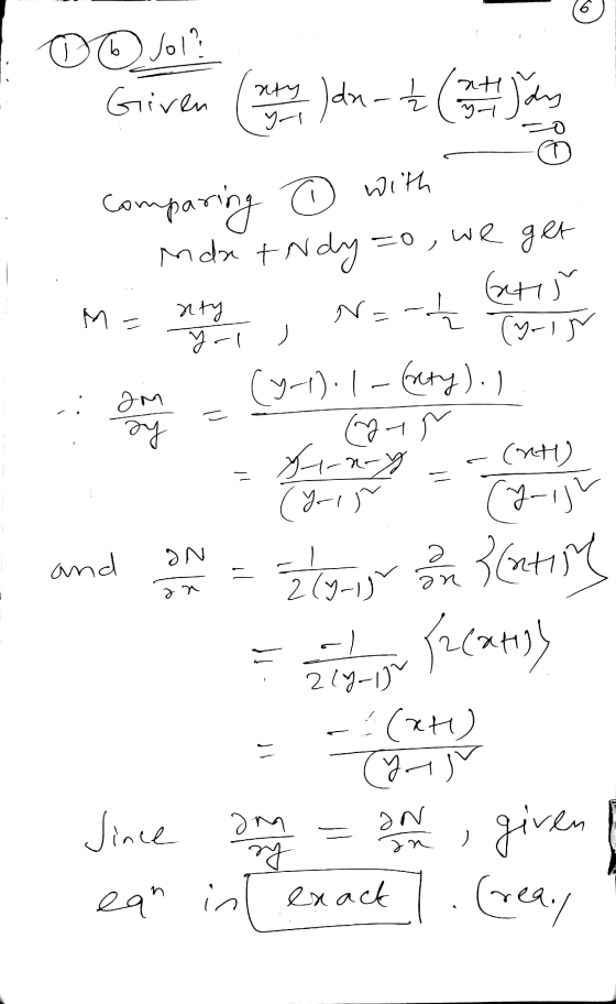 6 O/01? Given nry dn- + (21 Jay 머 Q with - W ) compa paring nda+Ndy =0, we get Gatis nty N=-hh y-l (9-15 Jm (4-1). 1-(Aty). I
