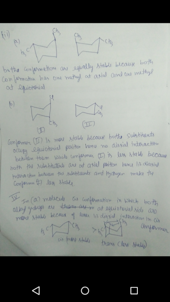 bi the Confermetion aw equally stablu bleaux both Con femation has om methyl at aNial and on methyl at equictorial II Comferm