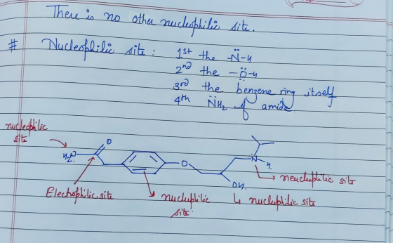 There is no # Nucleophilic other nucleophile site. site : 1st the N-4 and the -ön 3rd the benzene ring 4th Niu f amida itself