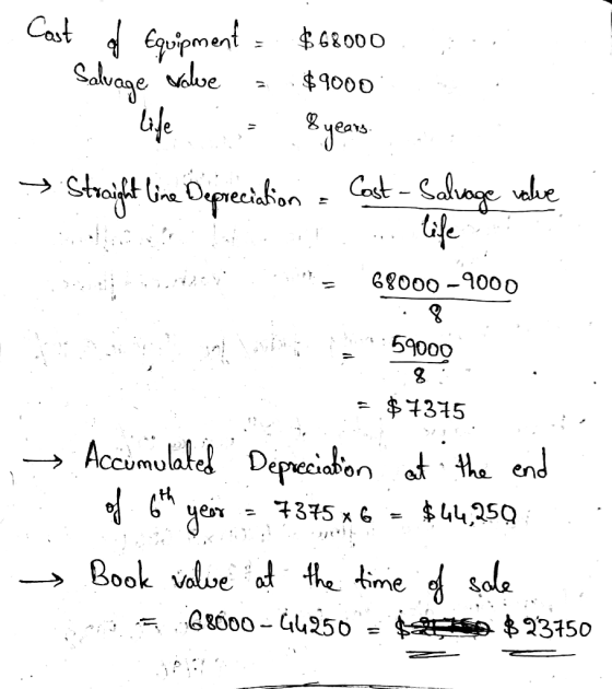 Cost of Equipment - $68000 Salvage walese - $9000 4. • Журет .. > Straight line Depreciation - Cost - Salvage value :: 33 ms