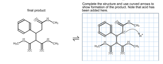 Image for Complete the curved arrow pushing mechanism for the following Michael (conjugate) addition reaction.