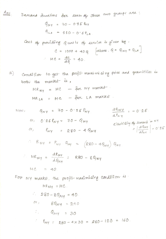 Ans Demanduuctions Rer2aen a thesa two groupc are ; INY 0-0.25 hay 110-05PA Cost providing guni ts o asrevica is given y ohe