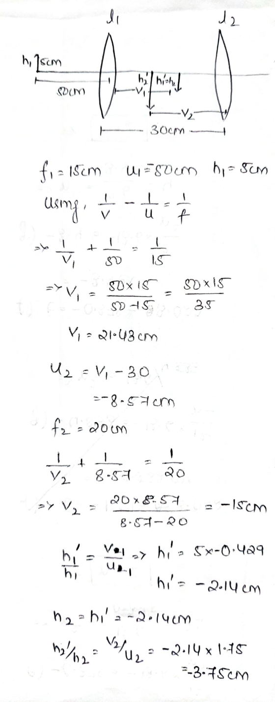 li رل ni som by michael SON -V -V2 30cm - u fi= 15cm u = som harum Using f • ry 50x15 Sx15 50 45 35 Vi = 21-43cm + so is U2 =