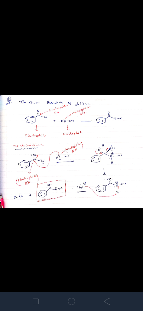 The given Reintion as allow Lllow Elentreplantin y - nucleophaiche + HOME - Eleutrophile Nuclophile mechanismi dole) 014 2 Ho