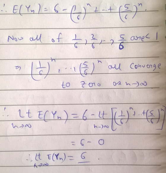 2. E(Yu) = 6 - 2.5 tot (5.77 Now all of 7 , 3 , 25 anec 1 Los 15);- all convenge to zero os n-D ha انه(-۲ + (-)- 6 مه