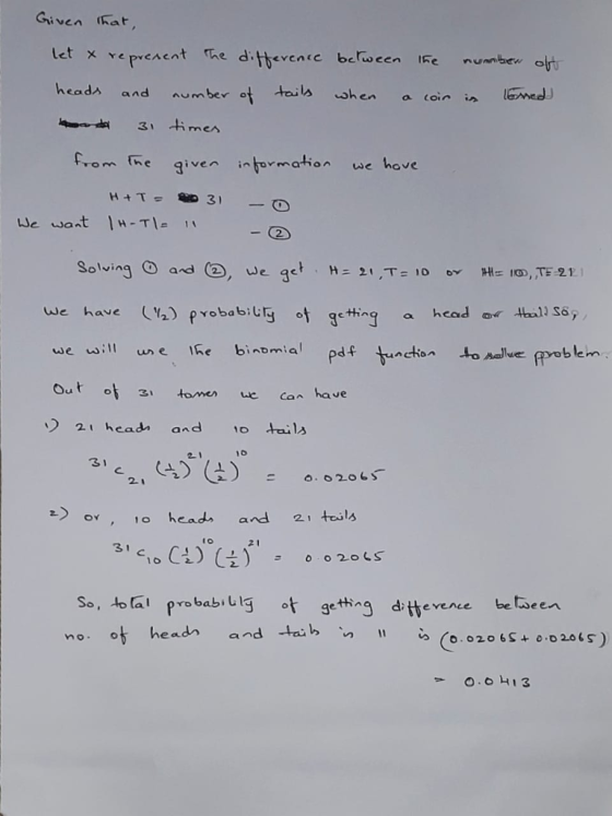 Given (kat heads sumber ot tails shen a in lomel and coin given intormation we hove rom the We want H-T Solving O and CD, we
