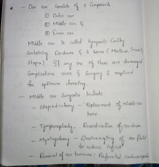 Consisto of 3 Componenti Our car O Outer car Middle car & O Inner car s called tympanic Carily Middle car Containing Eardreim
