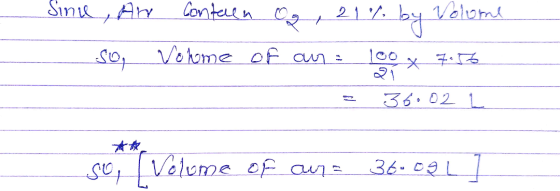 Sinu , An Contaen og , 21% by Volume - Son Vorme of our 100 x 7.53 = 36002 L so, Volume of an = 36.09LT
