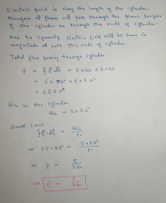 Electric tteld is a.wg the leng HY the cylindevノ eld es Cghuder ux pans at E o 丁
