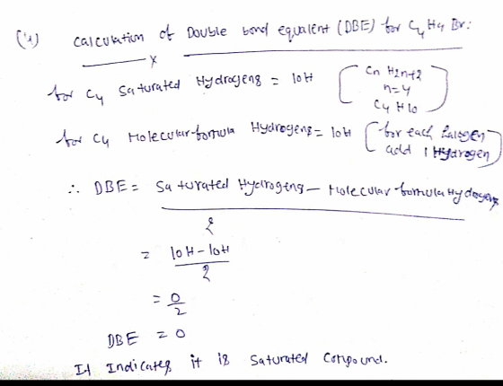W calculation of Double bomed equarient (DBE) for Ğ Hay By: c In Hinta 10H > tor cu Hydrogens = saturated C Cu Hlo Asor cu Mo
