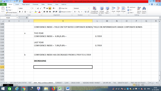 NPV, IRR, PBP,OCFINDEX - Microsoft Excel (Product Activation Failed) View Add-Ins Data Review - 2x Σ AutoSum : A = = = V Gene