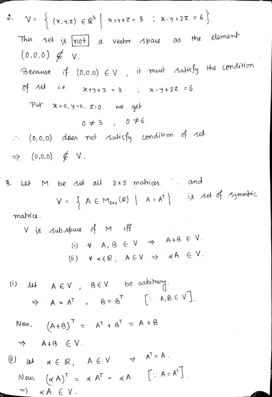 x-y2Z = (,4, R elament the This set is mof as veutor spaue (0.0.0) V. the conditon salis fy Becausef (0,0.0) € V it must of
