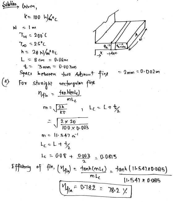 Solution y Chironi K= 100 Wymic W cim (426da Thea 200°c To = 25°C 9 h= 2011/mol x adut L = 8cm = 0.08m ta = D.003 m - 2 min =